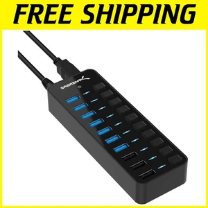10-Port USB 3.0 Hub with 3 Charging Ports - Picture 1 of 11