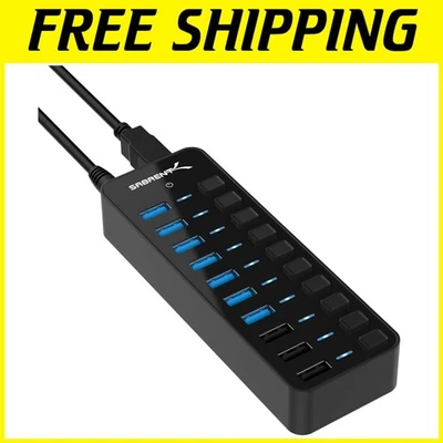 10-Port USB 3.0 Hub with 3 Charging Ports - Image 1 of 4
