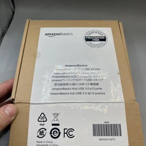 Amazon Basics 10 Port USB 3.0 Hub Multi Port Adapter Black Gray Gloss Finish - Picture 1 of 14
