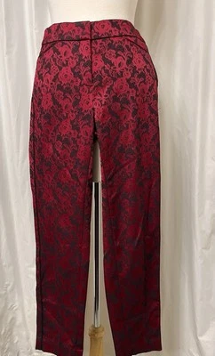 Pantalones al tobillo ajustados WHBM rojos/negros para fiestas navideñas, bolsillos, ribete lateral, talla 00R Foto 1 de 4