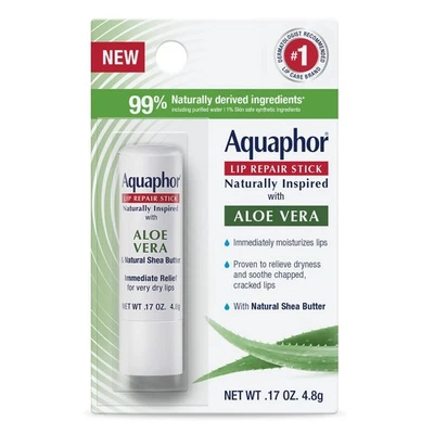 Barra reparadora de labios Aquaphor con aloe y manteca de karité, 0,17 oz, bálsamo hidratante Foto 1 de 4