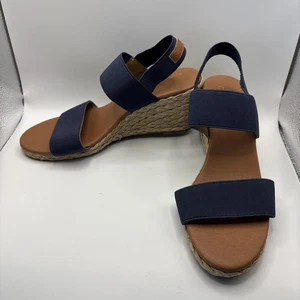 Tommy Bahama 9M Blue Sakura Elastic Wedge Espadrille Sandals Shoes Blue - Picture 1 of 16