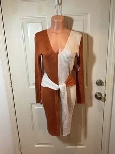 Vestido Suéter LOVE ALWAY by FCT, Talla 1X, Óxido y Tostado, Manga Larga, Bodycon NUEVO - Imagen 1 de 10