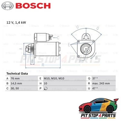 Motor De Arranque Bosch 0986022840 243 mm Se Adapta a Ford Escort 1995-1998 4443760 Foto 1 de 4