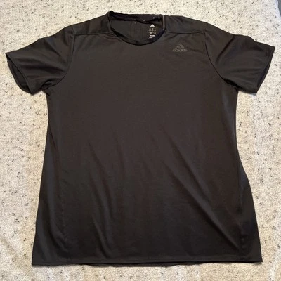 Adidas Shirt Mens Activewear Climalite Performance Large Black Logo Short Sleeve - Image 1 of 4