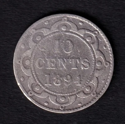 NFLD Newfoundland 1894 10c Ten Cent Silver Coin Queen Victoria .925 Silver VG #2 - Image 1 of 2