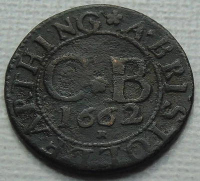 1662 Bristol Copper Farthing, 17thC Token, Sailboat, 21mm 3.30g, Good Detail T33 - Image 1 of 2