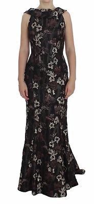 Dolce & Gabbana Robe Noir Floral Jacquard Fourreau Robe IT40/US6/S - Photo 1/4