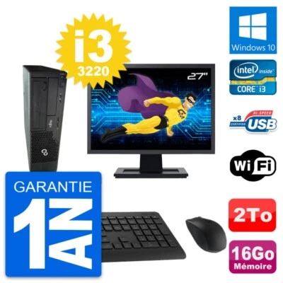 PC Fujitsu E510 Dt Pantalla 27" Intel i3-3220 RAM 16Go Disco 2To Windows 10 Wifi - Imagen 1 de 4