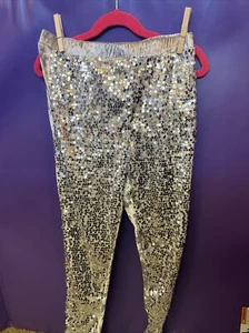 Joyfolie Mia Joy SILVER SEQUIN velvet LEGGINGS size 12 girls - Picture 1 of 3