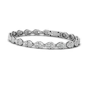 Pear and Round Cut 4.45cttw Simulated White Diamond Tennis Bracelet For Womens - Picture 1 of 5