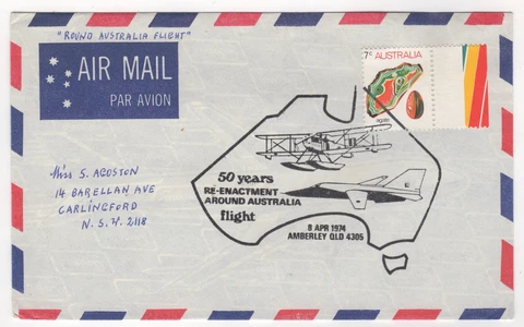1974 Apr 8th. Flight Cover. 50th Anniversary Around Australia. AAMC 1775 Cover