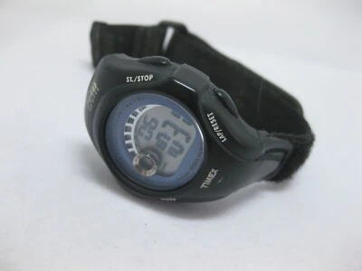 Timex 1440 521 L0 Wrist Watch Broken Band WORKS Black Gray Blue - Image 1 of 4