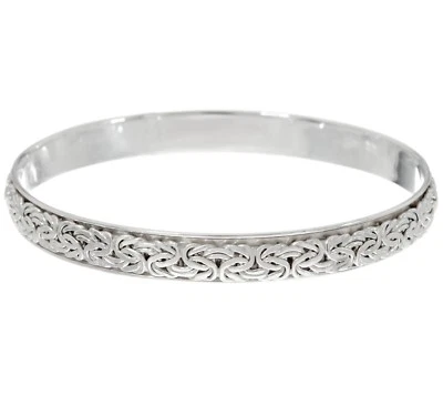 3D Byzantine Slide On Round Spinner Bangle Bracelet REAL 925 Sterling Silver QVC - Image 1 of 4