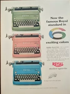 1955 Vintage Royal Schreibmaschine Druck Werbung. tragbar elektrisch, 6 aufregende Farben - Bild 1 von 1