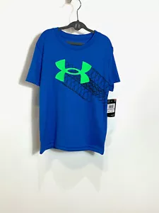 Under Armour NWT Boys Blue Heat Gear Short Sleeve Shirt Size 6 - Picture 1 of 6