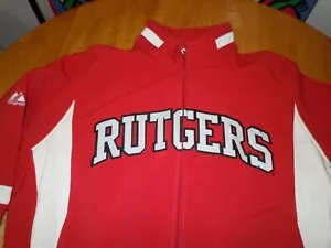 RUTGERS BOMBER WINDBREAKER JACKET MENS LARGE MAJESTIC VINTAGE NWT RED - Picture 1 of 9