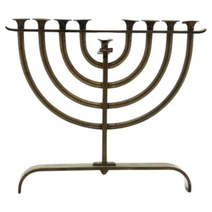 A Modern Brass Hannukah Menorah, Israel circa 1930 - Picture 1 of 4