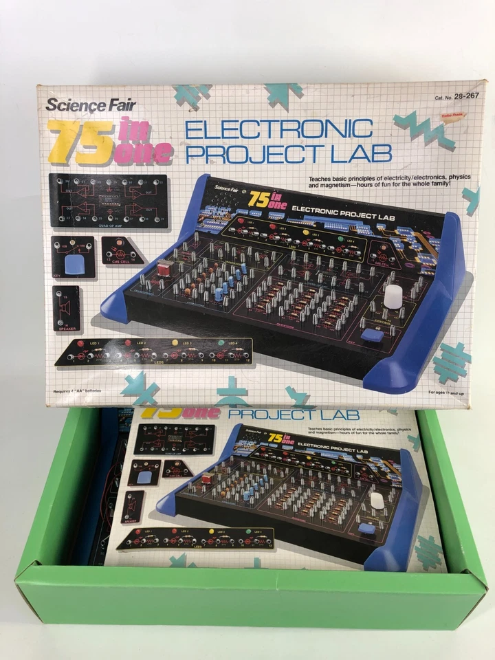 Vintage Radio Shack Electronic Project Lab 75 in One Kit Kids Science Fair - Image 1 of 4