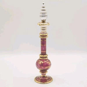 Royal Limited Perfume Bottle Egypt Hand-Painted Purple Gold - Picture 1 of 10