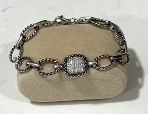 Signed Giani Bernini Sterling 925 White Stones Pave Cable Style Bracelet - Picture 1 of 7