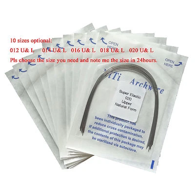 10 paquetes de cables de arco redondo Niti de forma natural súper elásticos para ortodoncia dental Foto 1 de 4