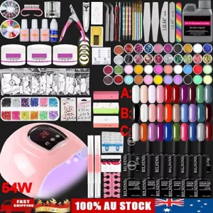 Full Acrylic Nail Kit Acrylic Powder Monomer UV Lamp Glitter Powder Nail Art Set - Picture 1 of 31