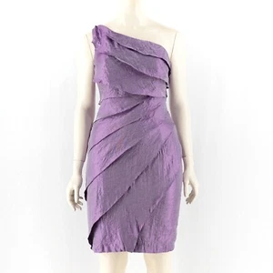 London Times One Shoulder Ruffled Taffeta Dress Women Size 10 stretch elegant - Picture 1 of 16