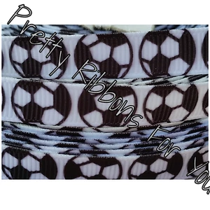Soccer 7/8" wide grosgrain ribbon 5 yards listing - Picture 1 of 1