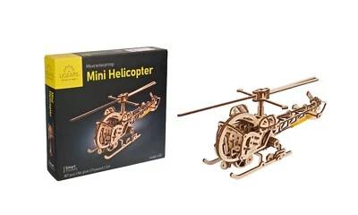 UGEARS Mini Helicopter, Hubschrauber 3D Puzzle Bausatz Modellbau Holzpuzzle Holz