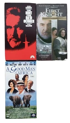 VHS Video Tapes Lot of 3 Sean Connery Movies Red October Good Man Africa Knight - Image 1 of 4