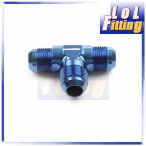Aluminum -AN12 12AN Male Flare 3 Way Union Tee T-piece Fitting Adapter Blue - Picture 1 of 5
