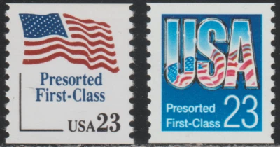 US 1991-93 SC# 2605, 2607 - Presorted First-Class - M-NH Lot # A58 - Image 1 of 2