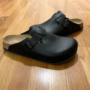 EUC Men's Birkenstock Professional Boston Super Grip Black Leather Clogs Size 43 - Picture 1 of 7