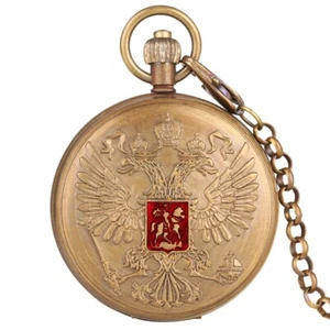 Reloj Bolsillo Mecánico Insignia Emblema Nacional Ruso Cobre Puro Coleccionables - Imagen 1 de 10