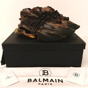 Balmain Men's Unicorn Sculptural Printed Low-Top Neo/Leather Sneakers- EU43/US10 - Picture 1 of 15