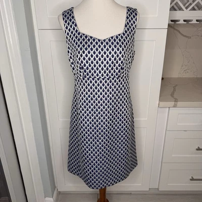 Lilly Pulitzer Adriana Island 蓝色银色扇贝紧身连衣裙 10 码纹理 — 第 1/4 张图片