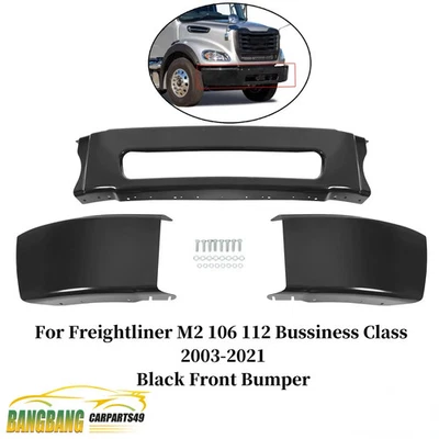 For 2003-2022 Freightliner M2 106 112 Bussiness Class Silver Front Bumper Black - Image 1 of 4