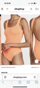 240 $ Hunza G neon koralle orange strukturierter Badeanzug Einheitsgröße – brandneu - Bild 1 von 4