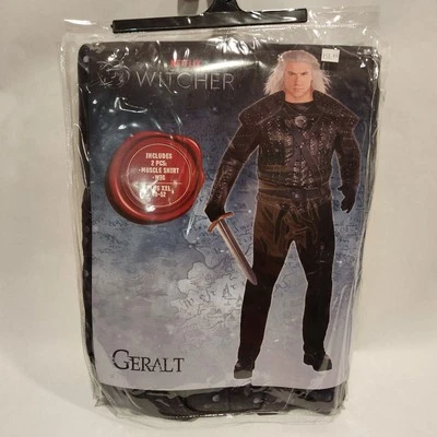 NEFLIX The Witcher Geralt Costume COSPLAY Halloween 2 Pcs Set Wig & Shirt XXL - Image 1 of 4