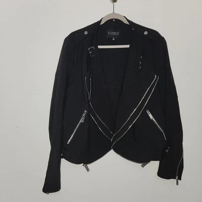 NWT Eloquii Moto Jacket Black Women’s Plus Size Asymmetrical Zip Bike Jacket - Image 1 of 4