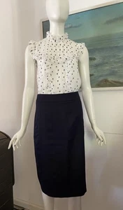 REVIEW NAVY lined Pencil Skirt SIZE 8 Immaculate - Picture 1 of 7