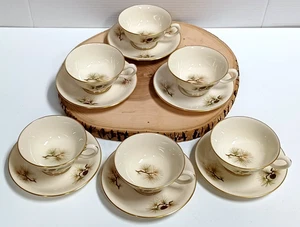 Set of 6 Lenox Pine Footed Cup & Saucer W-331 Crafted USA Vintage - Picture 1 of 6
