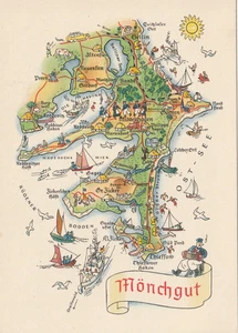 AK Postkarte DDR Mönchgut Landkartenmotiv Ostsee - Bild 1 von 2