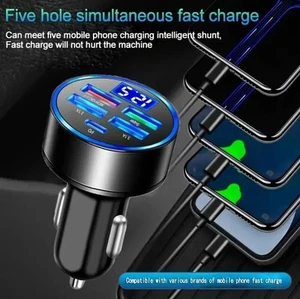Cargador de coche de carga rápida 5 en 1 con QC3.0, adaptador USB de pantalla digital One PD - Imagen 1 de 5