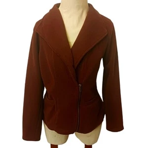 DC established Jacket MAROON Moto Warm Fabric Preppy Peplum Zipper Sz Small - Picture 1 of 14