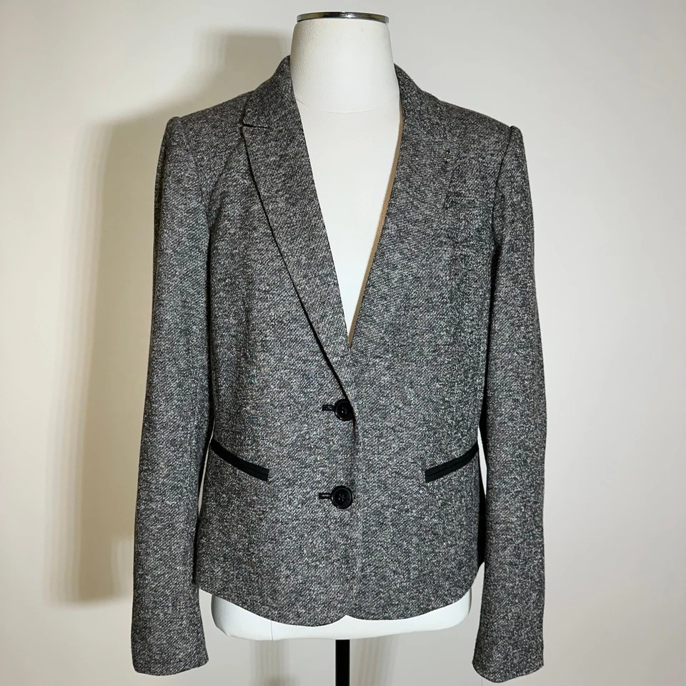 NUEVO CON ETIQUETAS Tommy Hilfiger Gris Blazer Traje Chaqueta Carrera Mujer Talla 12 Parches en el Codo Foto 1 de 4