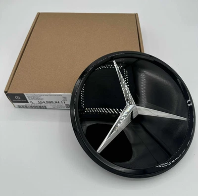 Black Gloss Front Grill Star Badge Mirror Glass Emblem for Mercedes - Image 1 of 4