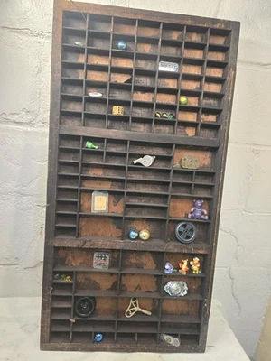 Vintage Wood Printers Drawer Letterpress Type Set Tray Shadow Box Display Case  - Image 1 of 4