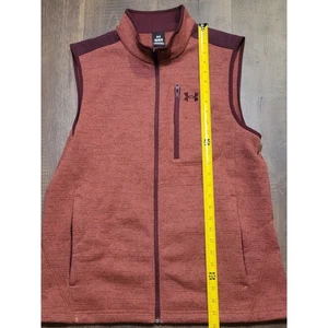 Under Armour Mens Vest Large LG Full Zip Sleeveless Jacket Maroon Fleece Top - Picture 1 of 7